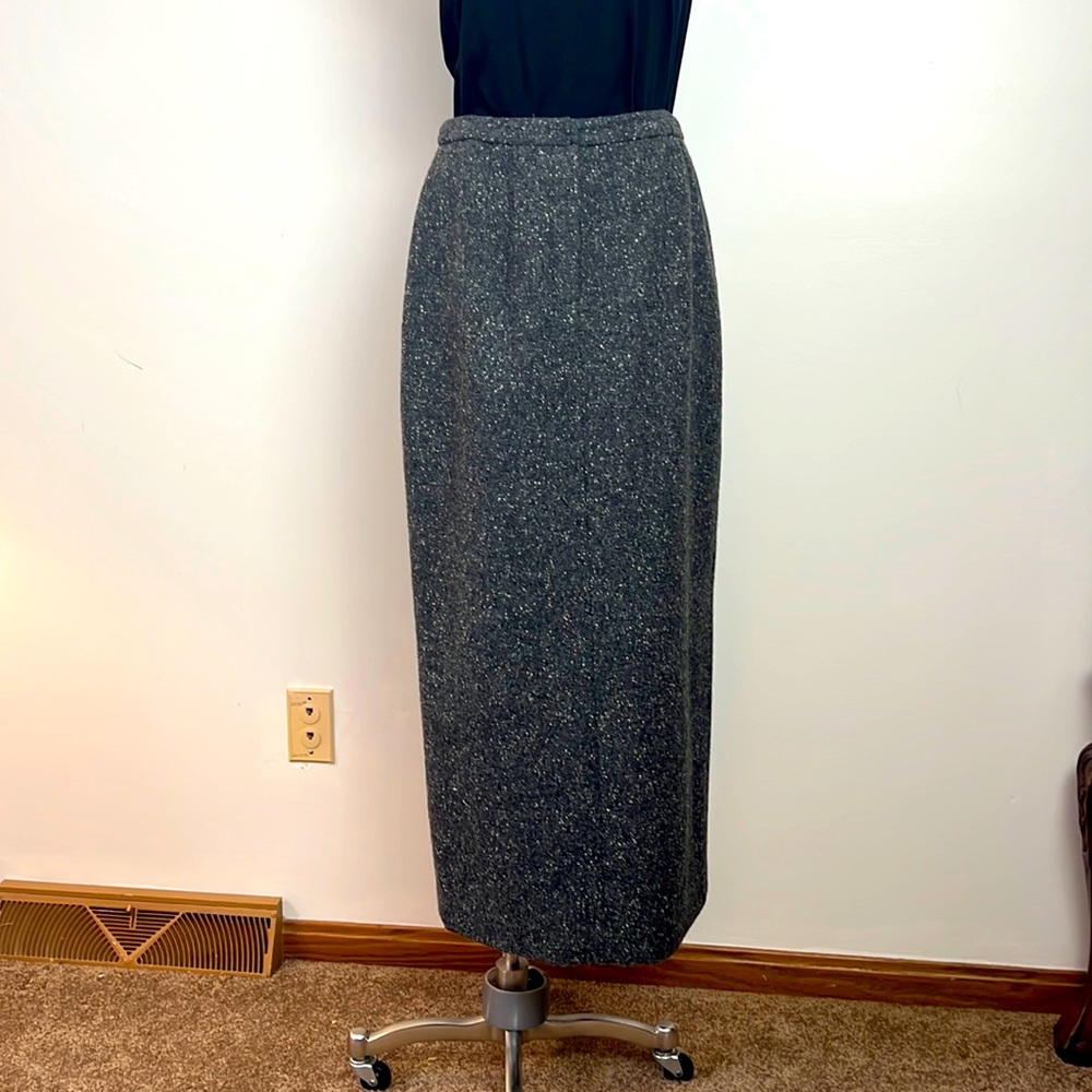 Ralph Lauren Charcoal Gray Tweed Maxi Skirt